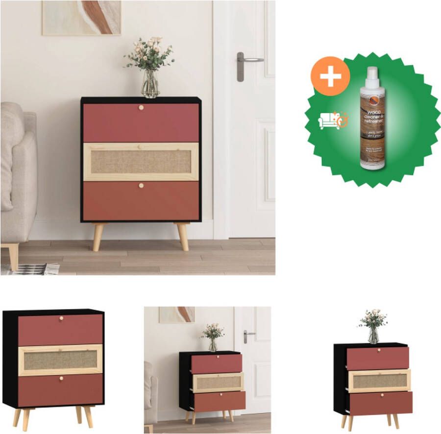 VidaXL Dressoir Classic bijzetkast 60 x 30 x 75 cm bewerkt hout meubel met 3 lades Kast Inclusief Houtreiniger en verfrisser