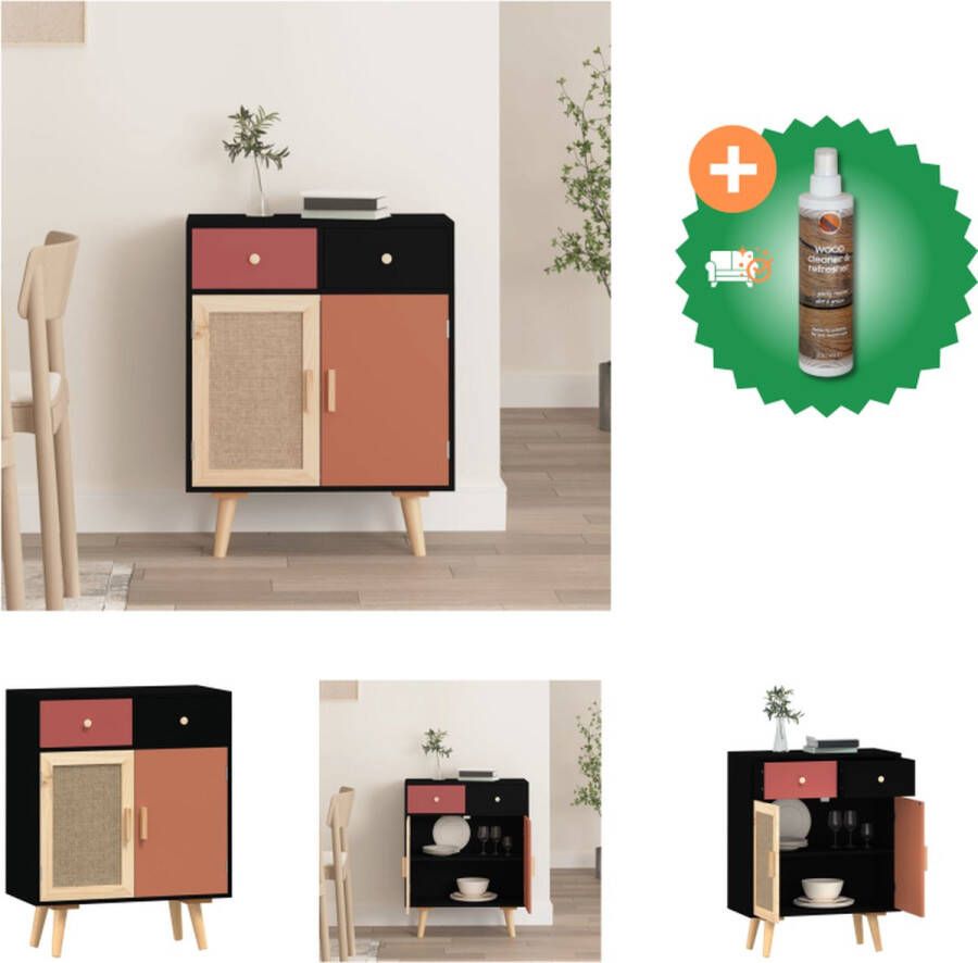 VidaXL Dressoir Classic Bijzetkast 60x30x75.5 cm Zwart Rood Oranje Kast Inclusief Houtreiniger en verfrisser