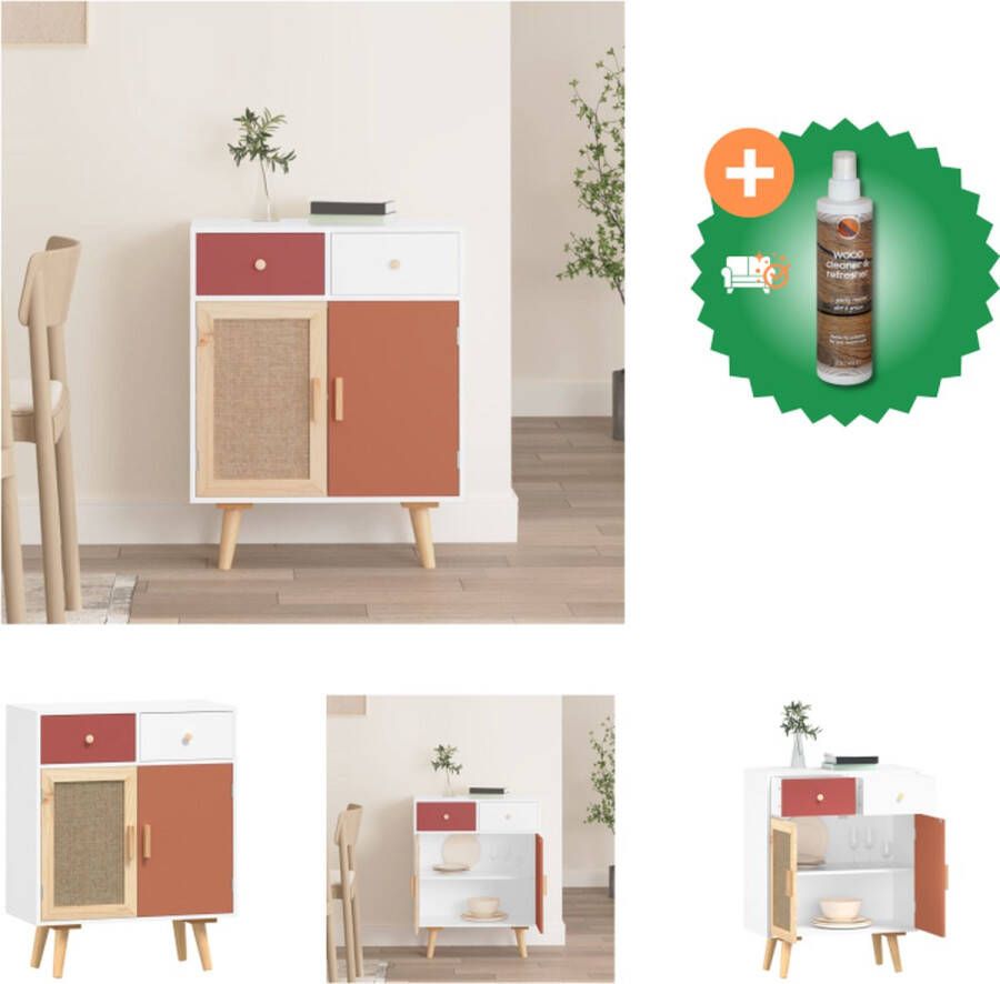 VidaXL Dressoir Classic Bijzetkast 60x30x75.5 cm Lichthout rood en oranje Bewerkt hout en massief grenenhout Kast Inclusief Houtreiniger en verfrisser