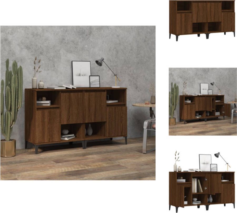 VidaXL Dressoir Classic Bruineiken 60 x 35 x 70 cm Bewerkt hout en metaal Keukenkast