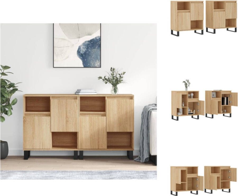 VidaXL Dressoir Classic Sonoma Eiken 120 x 35 x 70 cm Duurzaam hout en metaal Keukenkast