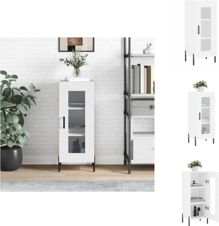 VidaXL Dressoir Classic White 34.5 x 34 x 90 cm Duurzaam hout Met glazen deur Keukenkast