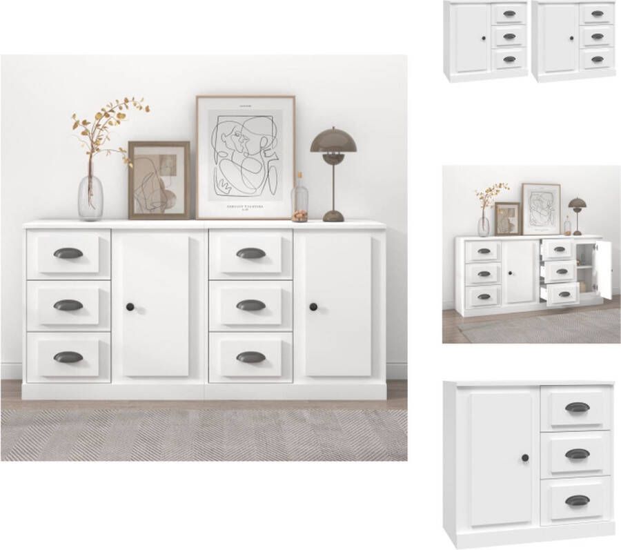 VidaXL Dressoir Classic White Set van 2 70 x 35.5 x 67.5 cm Duurzaam bewerkt hout Keukenkast