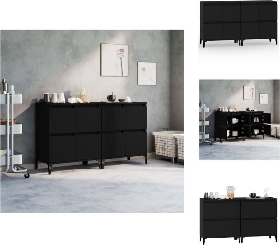 VidaXL Dressoir Dressoirs Kast Dressoirkast Dressoirs 2 st 60x35x70 cm bewerkt hout zwart