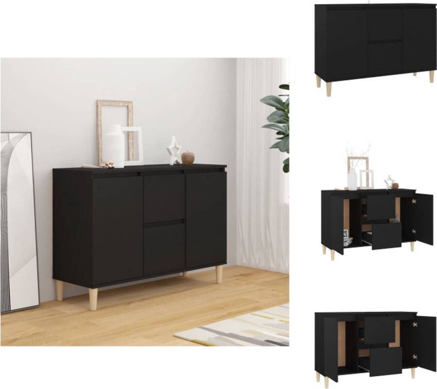 VidaXL Dressoir Dressoirs Zijkast Dressoir 101x35x70 cm bewerkt hout zwart - Foto 2