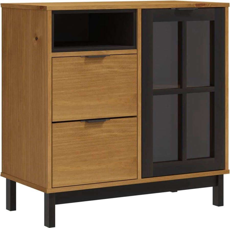 VidaXL -Dressoir-met-glazen-deuren-FLAM-80x40x80-cm-massief-grenenhout - Foto 3