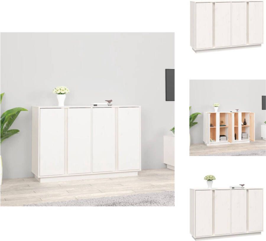 VidaXL Dressoir Dressoirs Kast Kasten Dressoir 120x35x80 cm massief grenenhout wit - Foto 2