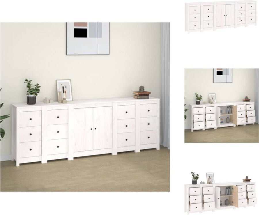 VidaXL Dressoir Grenenhout 230 x 35 x 80 cm Wit Opbergruimte Stevig Blad Montagehandleiding meegeleverd Keukenkast - Foto 5