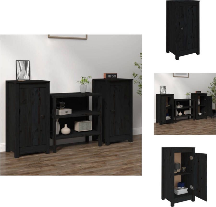 VidaXL Dressoir Grenenhout 40 x 35 x 80 cm Zwart Keukenkast