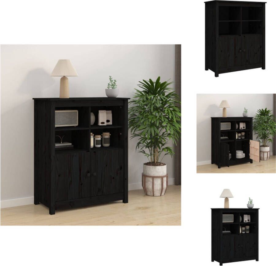 VidaXL Dressoir Dressoirs Kast Wandkast Dressoir 83x41 5x100 cm massief grenenhout zwart - Foto 2