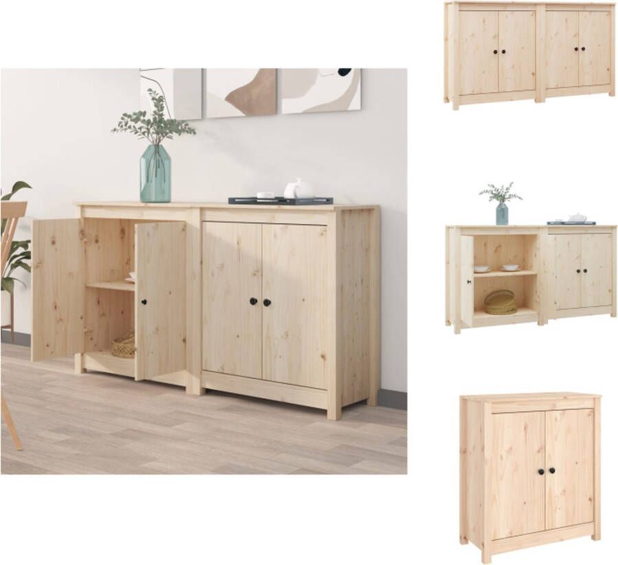 vidaXL Dressoir Grenenhout Bijzetkast 70x35x80 cm Ruime opbergruimte Stevig blad Keukenkast