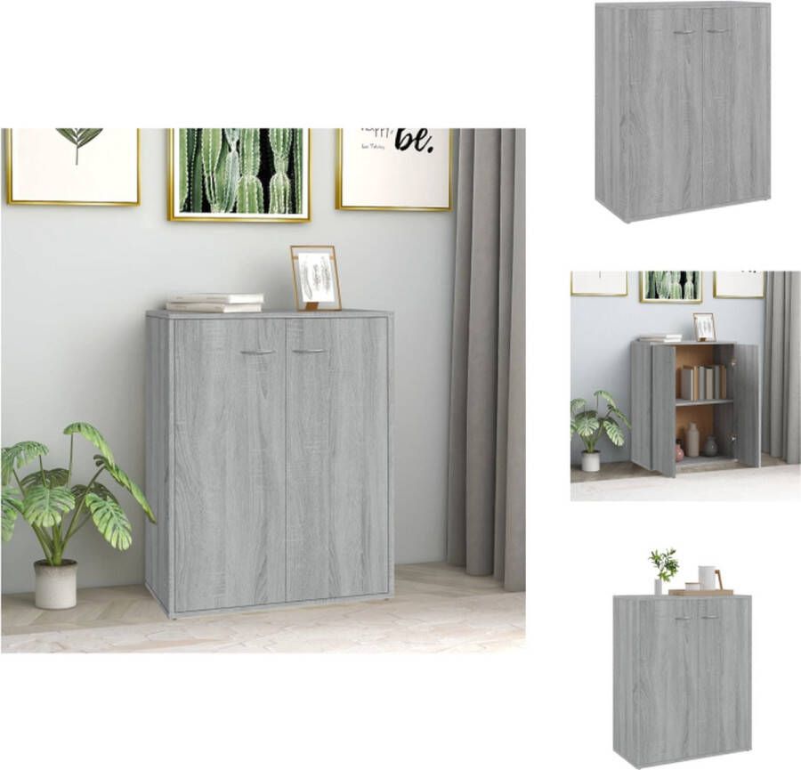 VidaXL Dressoir Grijs Sonoma Eiken 60 x 30 x 75 cm Minimalistisch Keukenkast