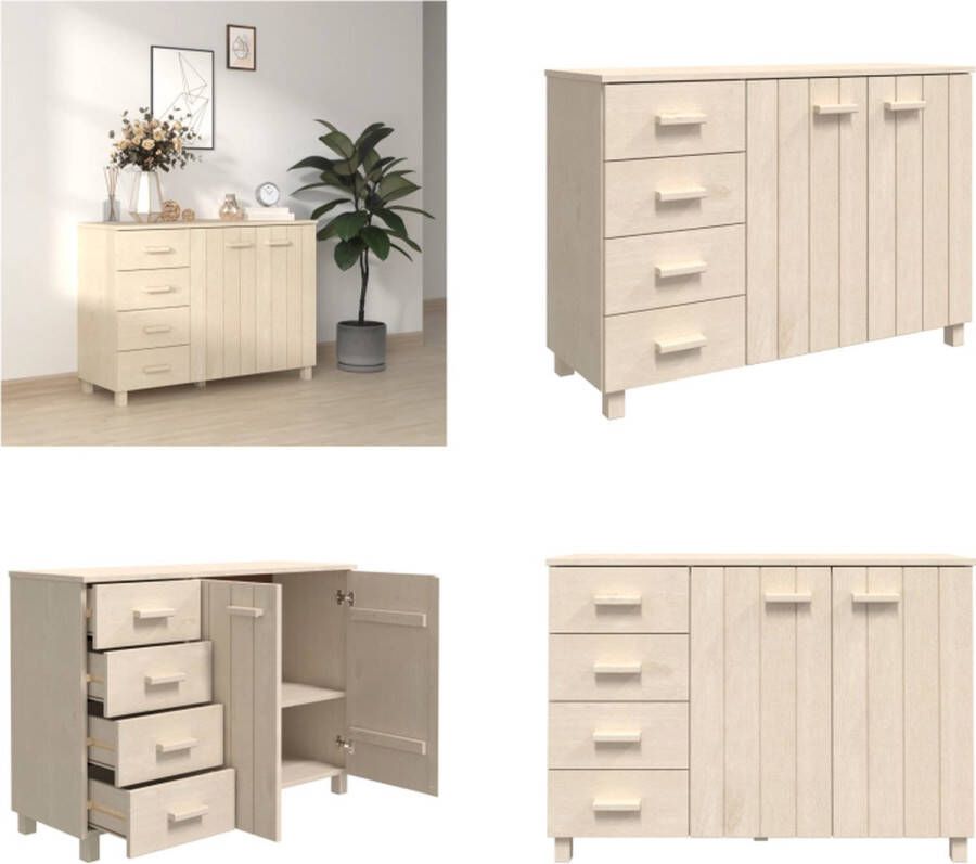 vidaXL Dressoir HAMAR 113x40x80 cm massief grenenhout honingbruin Dressoir Dressoirs Houten Dressoir Ladekast