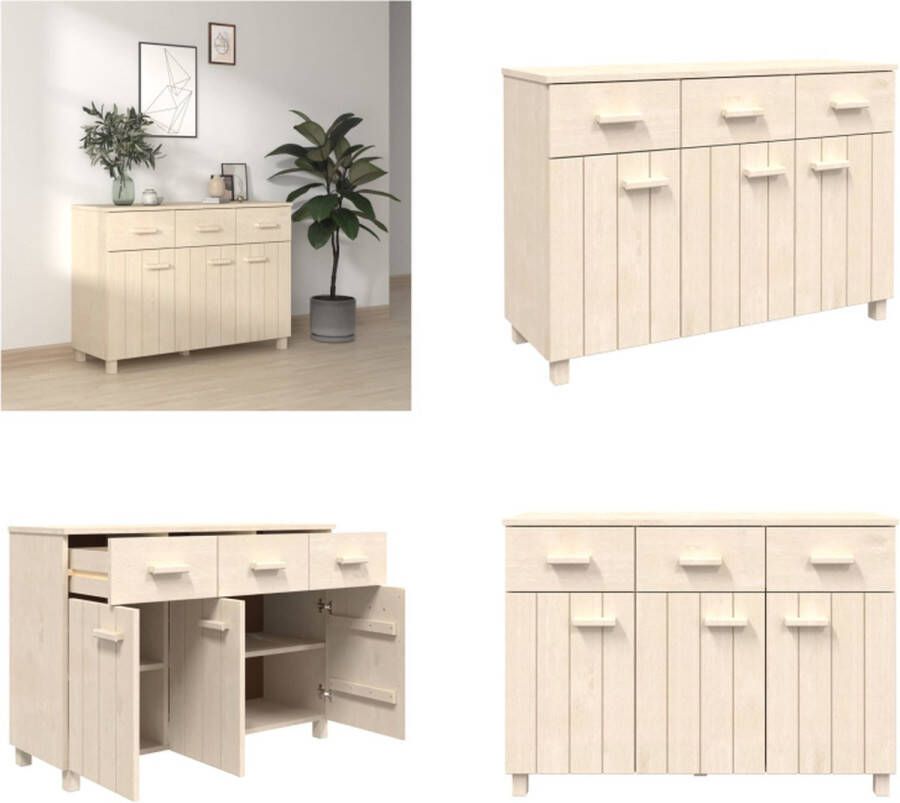 VidaXL Dressoir HAMAR 113x40x80 cm massief grenenhout honingbruin Dressoir Dressoirs Kast Dressoirkast