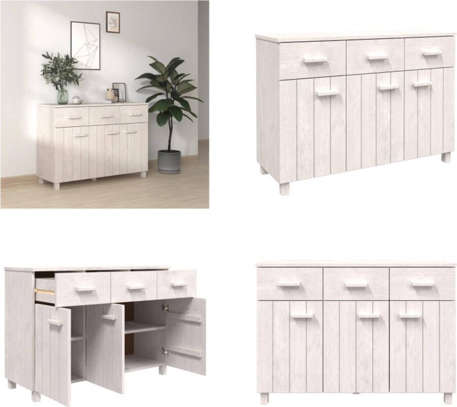 VidaXL Dressoir HAMAR 113x40x80 cm massief grenenhout wit Dressoir Dressoirs Kast Dressoirkast - Foto 2