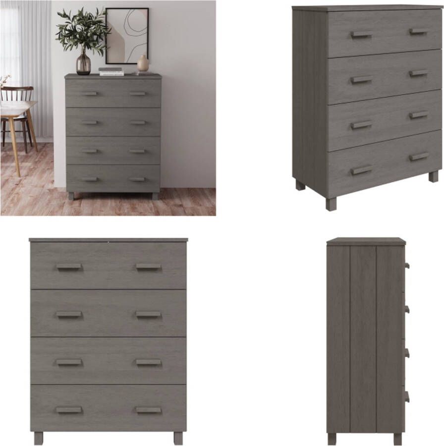 VidaXL Dressoir HAMAR 79x40x103 5 cm massief grenenhout lichtgrijs Dressoir Dressoirs Kast Dressoirkast - Foto 2