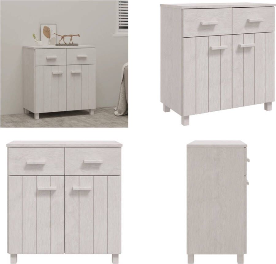 VidaXL Dressoir HAMAR 79x40x80 cm massief grenenhout wit Dressoir Dressoirs Houten Dressoir Ladekast - Foto 2