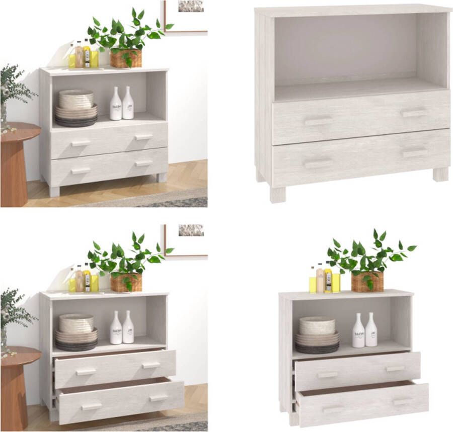 VidaXL Dressoir HAMAR 85x35x80 cm massief grenenhout wit Dressoir Dressoirs Houten Dressoir Ladekast
