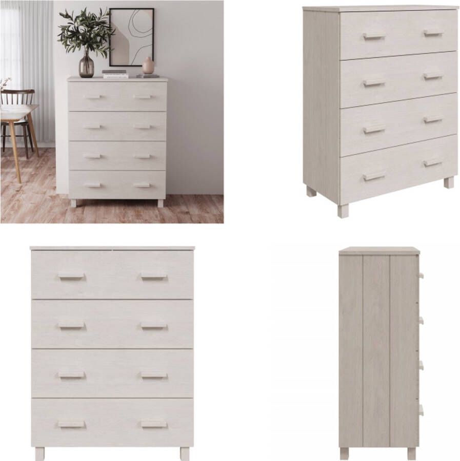 VidaXL Dressoir HAMAR 90x40x103-5 cm massief grenenhout wit Dressoir Dressoirs Kast Dressoirkast