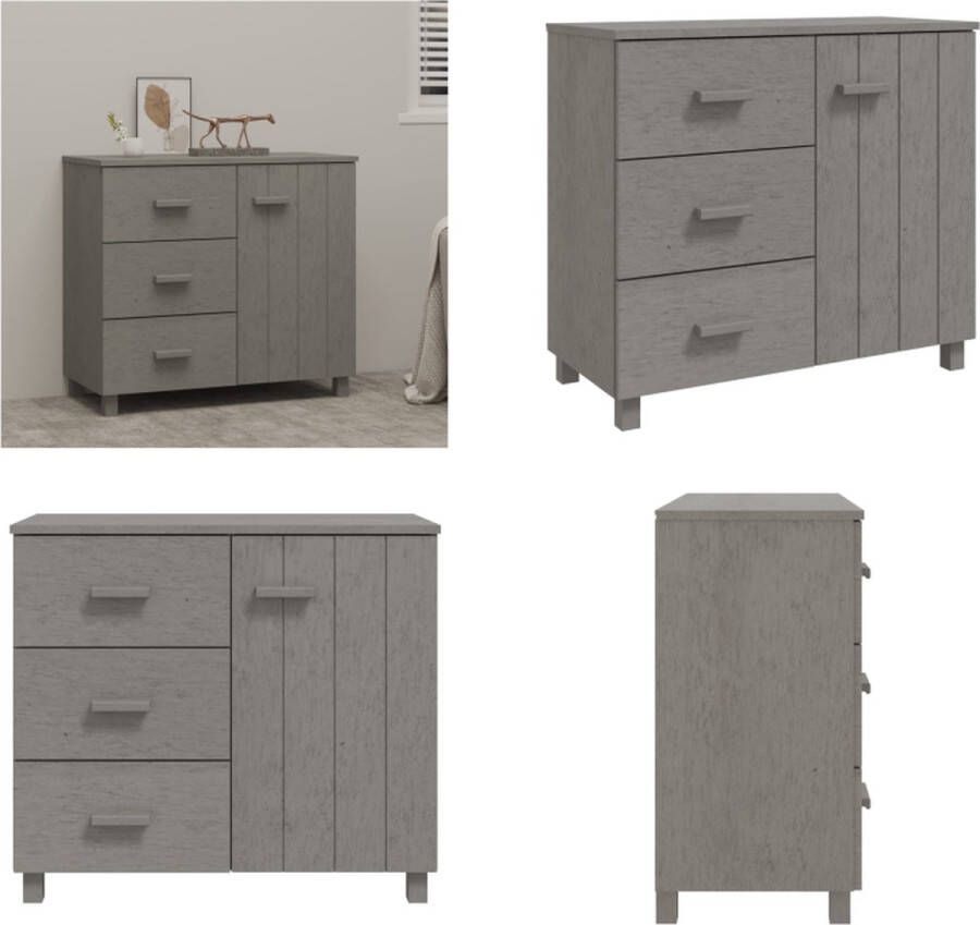 VidaXL Dressoir HAMAR 90x40x80 cm massief grenenhout lichtgrijs Dressoir Dressoirs Kast Dressoirkast