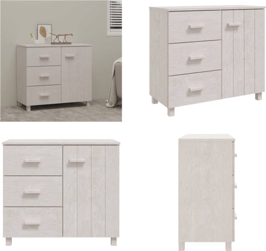 VidaXL Dressoir HAMAR 90x40x80 cm massief grenenhout wit Dressoir Dressoirs Kast Dressoirkast