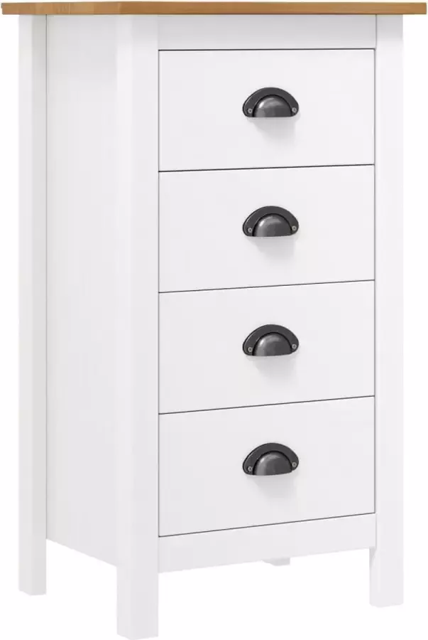 VidaXL Dressoir Hill 46x35x80 cm Wit Honingbruin Bijzettafel Dressoir Houten Kast Salontafel Opbergkast