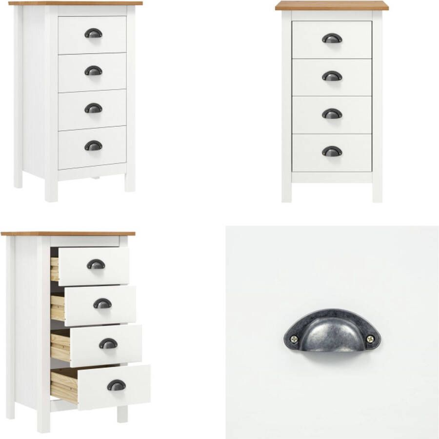 VidaXL Dressoir Hill 46x35x80 cm massief grenenhout wit Dresoir Dressoirs Kast Dressoirkast