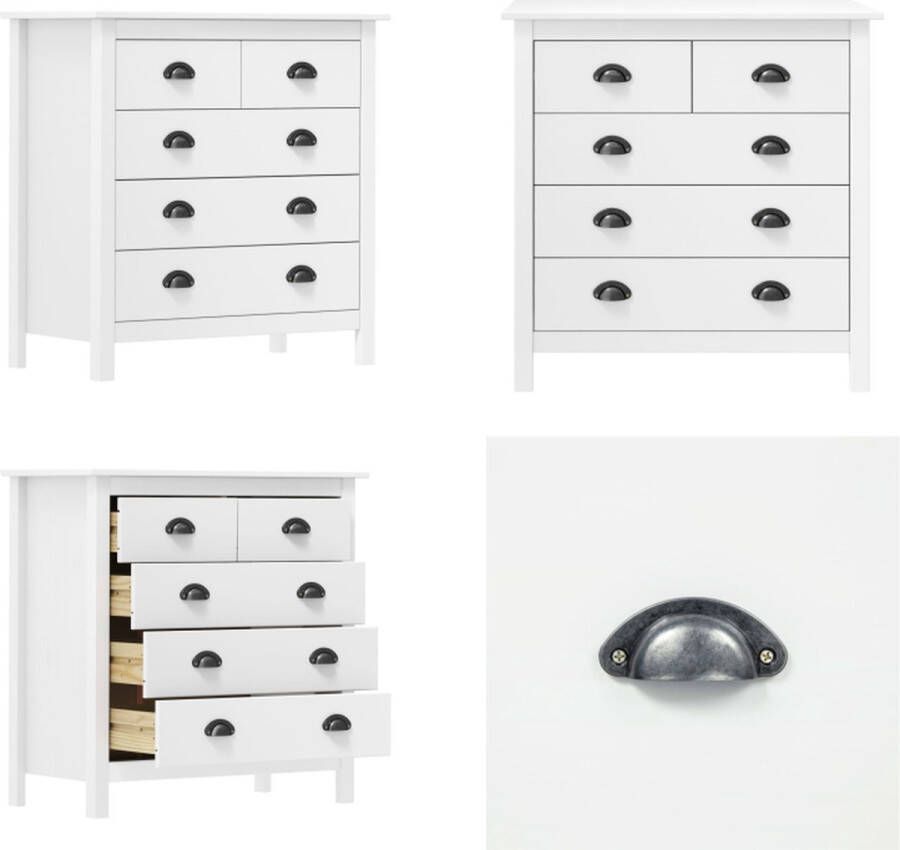 VidaXL Dressoir Hill 79x40x80 cm massief grenenhout wit Dresoir Dressoirs Kast Dressoirkast