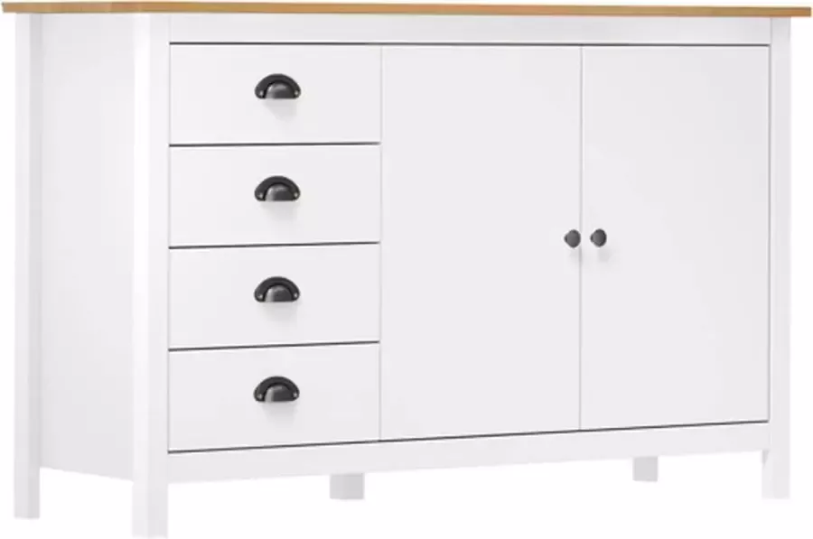 VidaXL Dressoir Hill Range 130x40x80 cm massief grenenhout wit - Foto 6