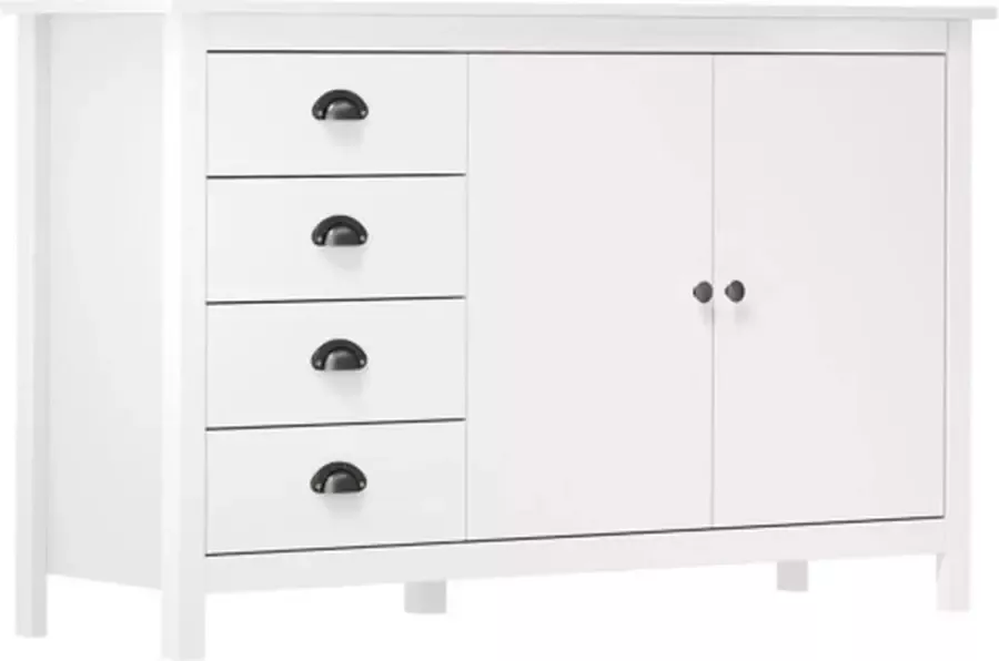 VidaXL Dressoir Hill Range 130x40x80 cm massief grenenhout wit - Foto 2