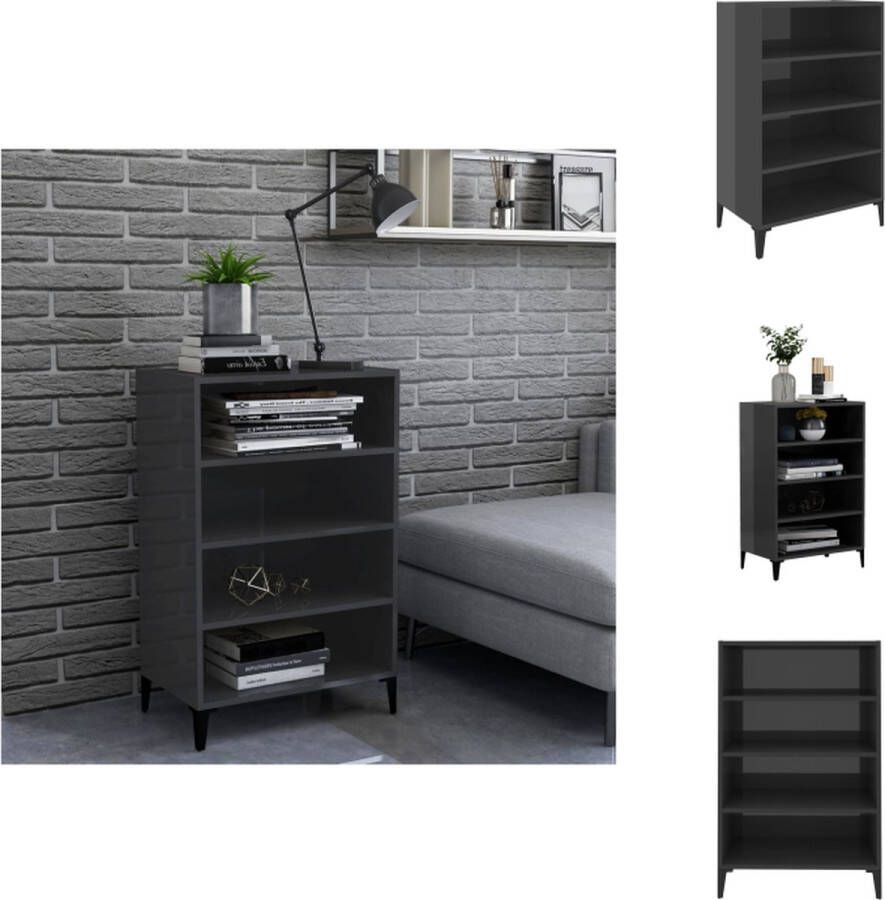 VidaXL Dressoir Dressoirs Kast Kasten Dressoir 57x35x90 cm bewerkt hout hoogglans grijs - Foto 2