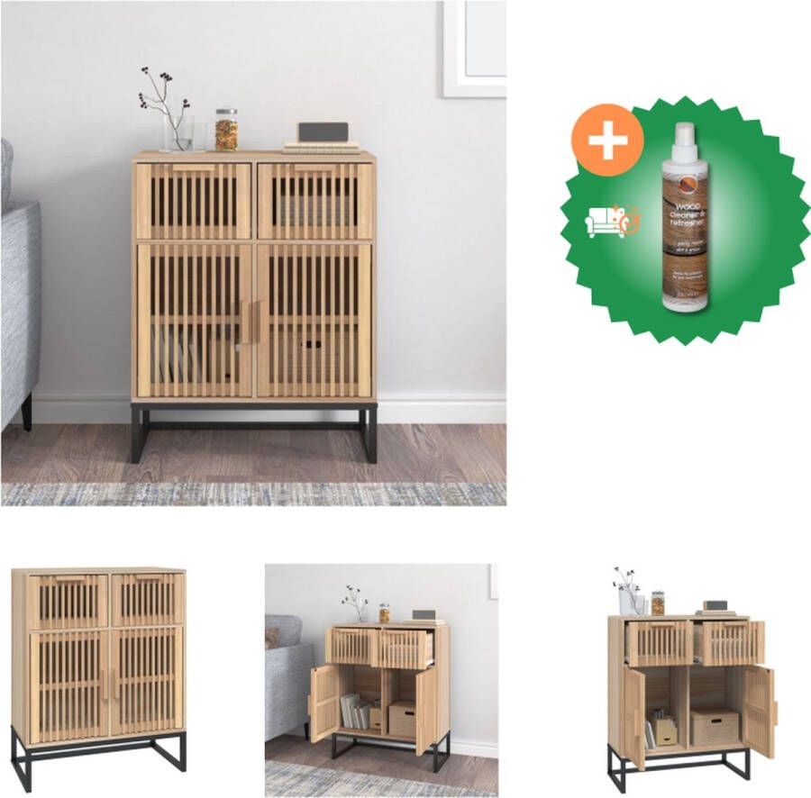 VidaXL Dressoir Houten Deur en Lade Stabiele IJzeren Poot Display Functie 60x30x75cm Kast Inclusief Houtreiniger en verfrisser