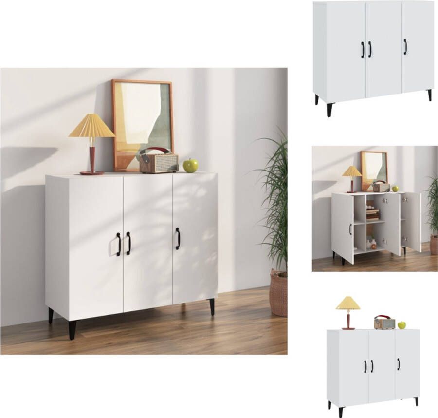 VidaXL Dressoir Dressoirs Kast Wandkast Dressoir 90x34x80 cm bewerkt hout wit - Foto 5