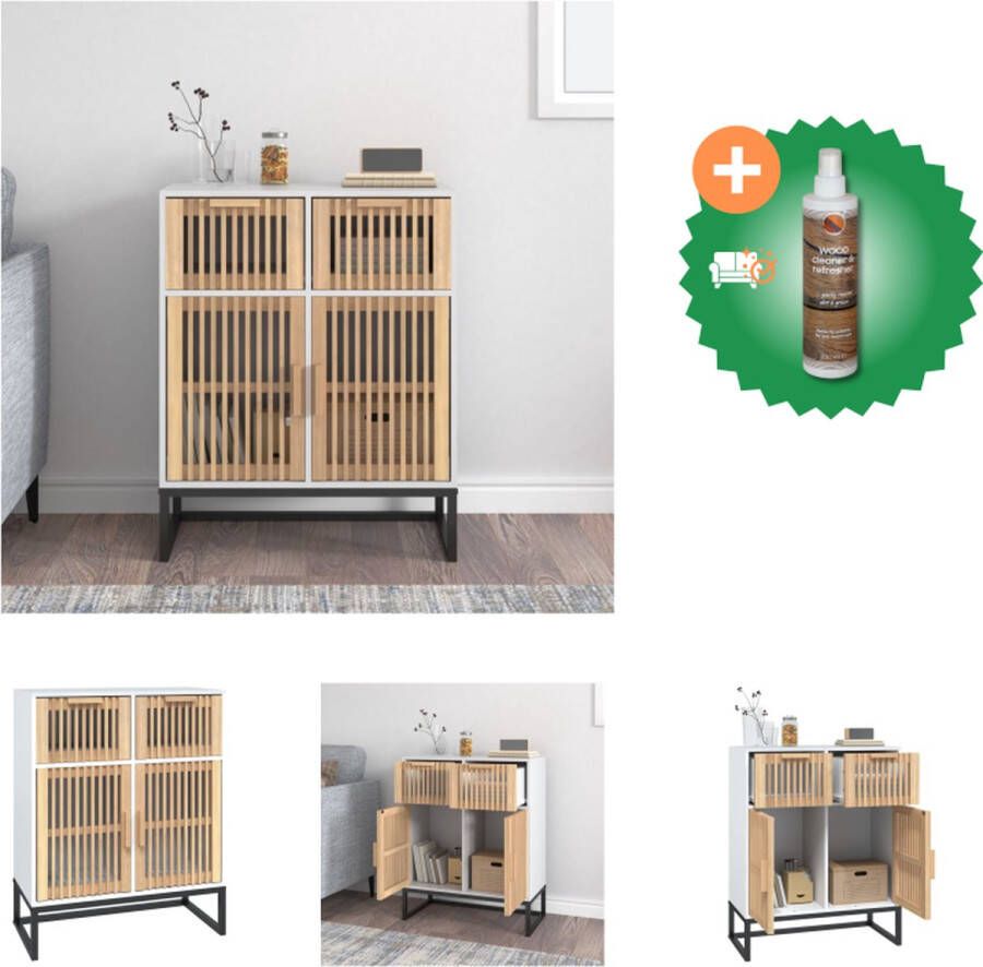 VidaXL Dressoir 60x30x75 cm bewerkt hout wit Kast Inclusief Houtreiniger en verfrisser