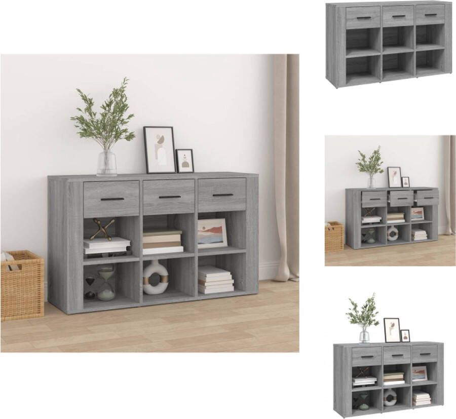 VidaXL Dressoir Dressoirs Kast Wandkast Dressoir 100x30x59-5 cm bewerkt hout grijs sonoma eikenkleurig - Foto 2