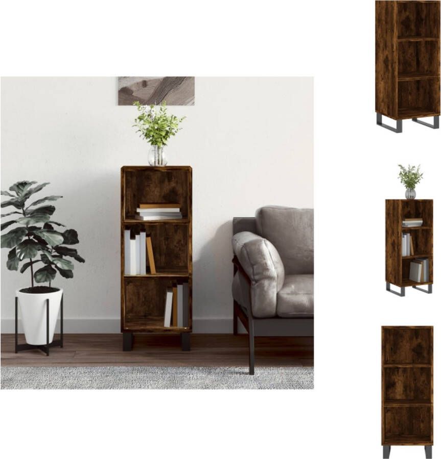 VidaXL Dressoir Klassiek dressoir Gerookt eiken 34.5 x 32.5 x 90 cm Duurzaam hout- en metaalmateriaal Keukenkast
