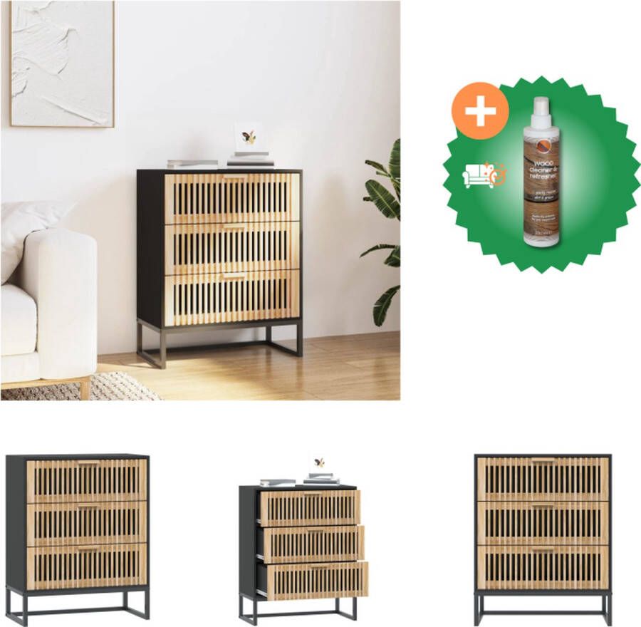 VidaXL Dressoir 60x30x75 cm bewerkt hout zwart Kast Inclusief Houtreiniger en verfrisser