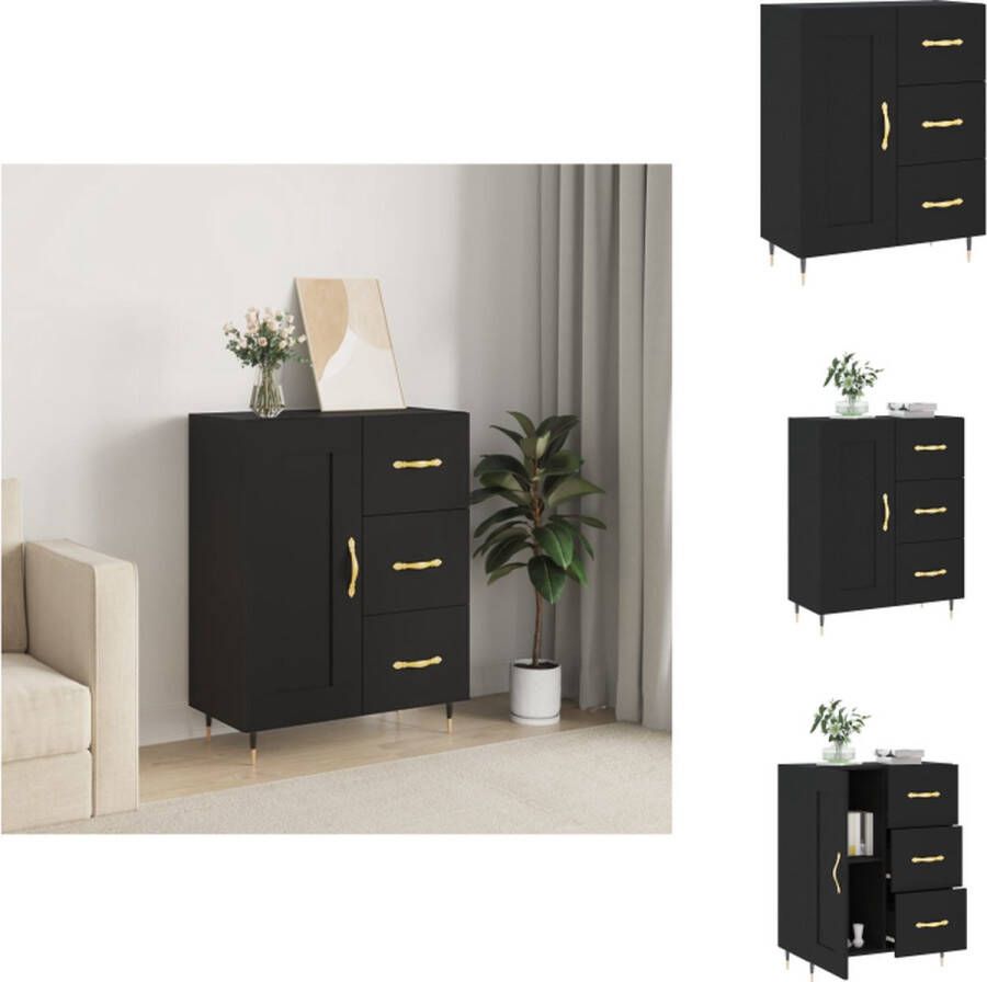 VidaXL Dressoir Klassiek Zwart 69.5 x 34 x 90 cm Duurzaam Hout Metaal Keukenkast
