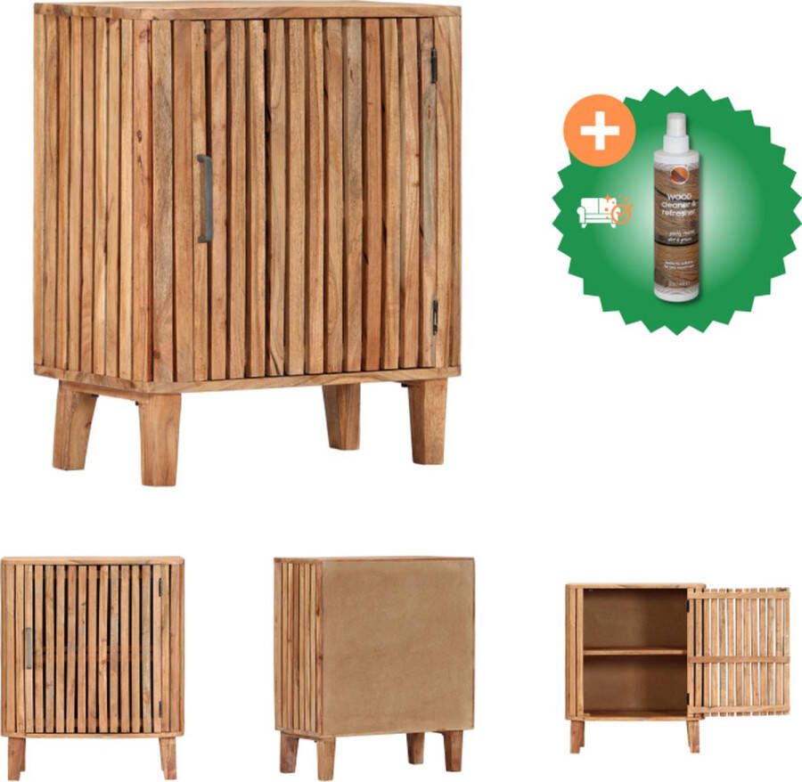 VidaXL Dressoir massief acaciahout 60 x 35 x 73 cm met deur Kast Inclusief Houtreiniger en verfrisser