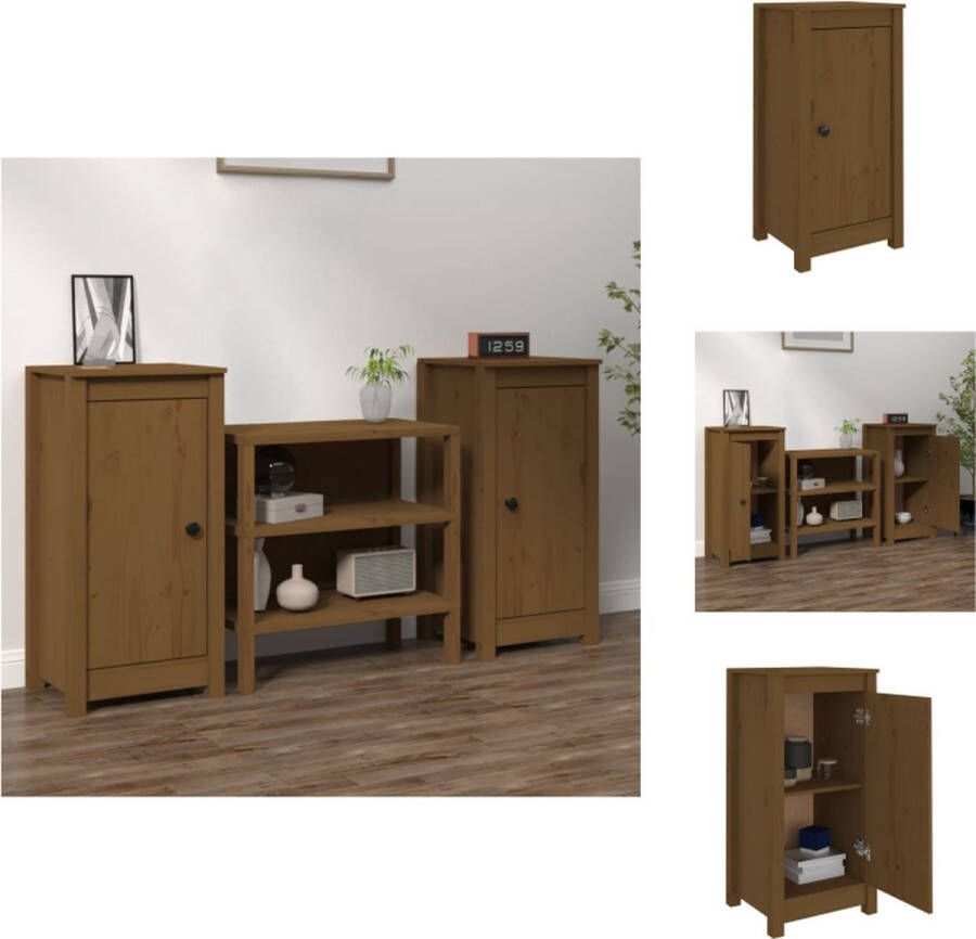 VidaXL Dressoir Massief grenenhout 40 x 35 x 80 cm Honingbruin Keukenkast