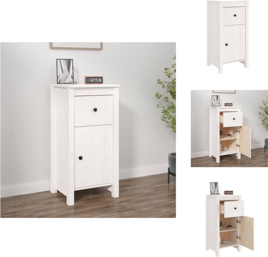 VidaXL Dressoir Dressoirs Kast Nachtkastje Opbergkast Dressoir 40x35x80 cm massief grenenhout wit - Foto 2