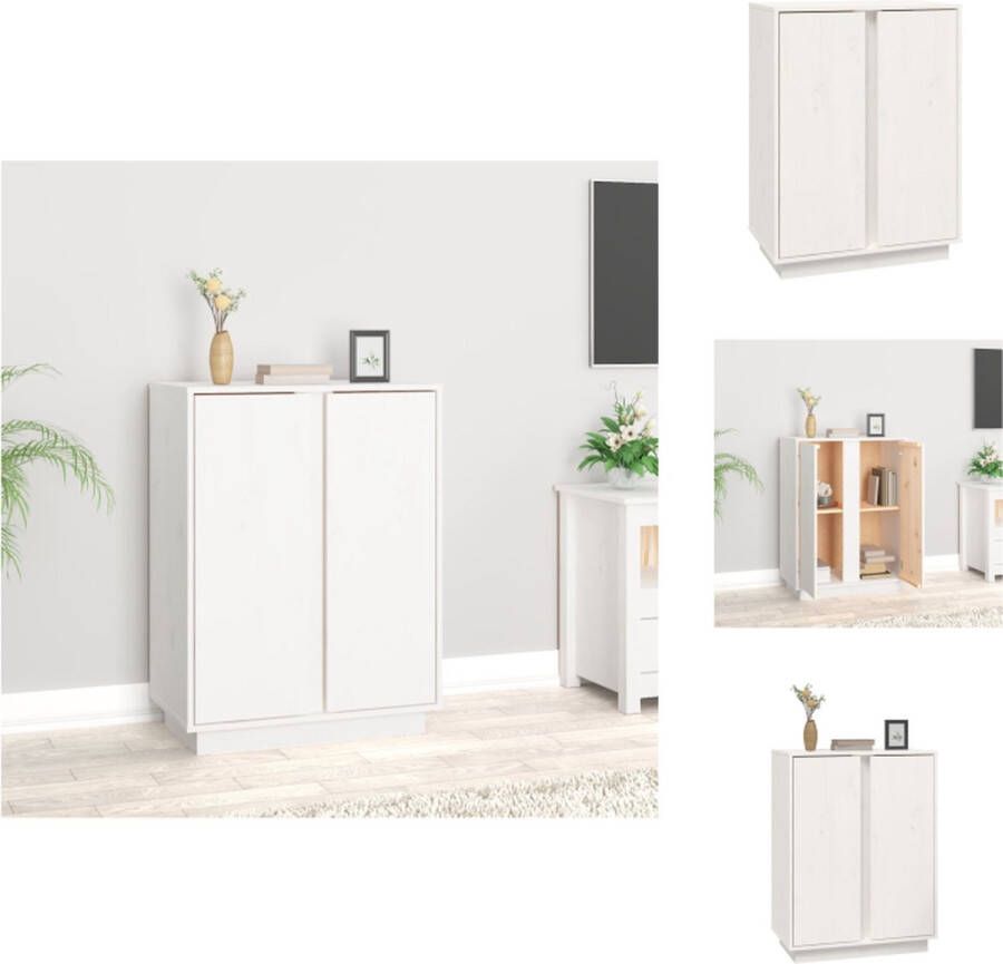 VidaXL Dressoir Dressoirs Kast Kasten Dressoir 60x35x80 cm massief grenenhout wit - Foto 2