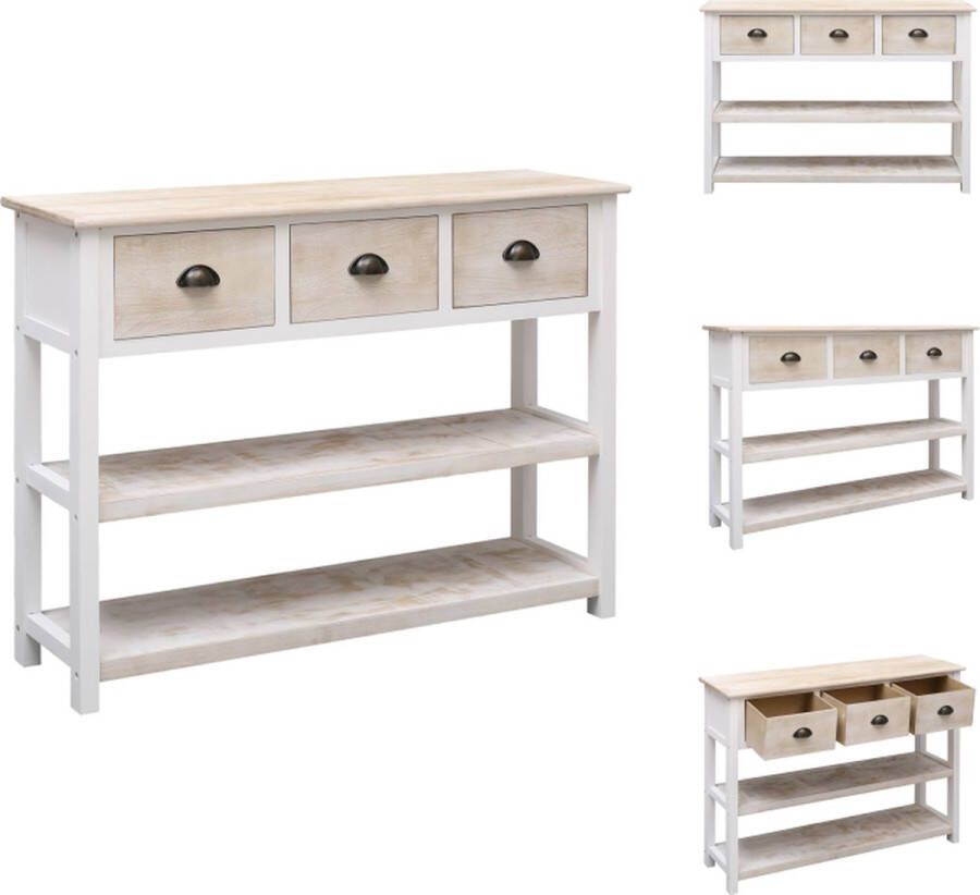 VidaXL Dressoir Dressoirs Houten Dressoirs Kast Dressoir 108x30x76 cm massief paulowniahout wit en rbuin - Foto 2