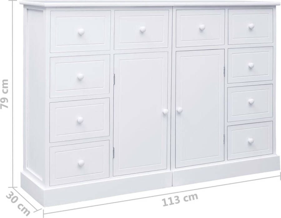 VidaXL -Dressoir-met-10-lades-113x30x79-cm-hout-wit - Foto 1