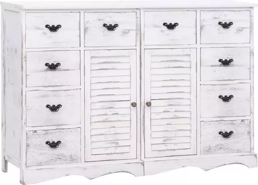VidaXL Dressoir 10 lades Hout Wit Set van 2 Dressoir Commode Kast Meubilair Slaapkamermeubels