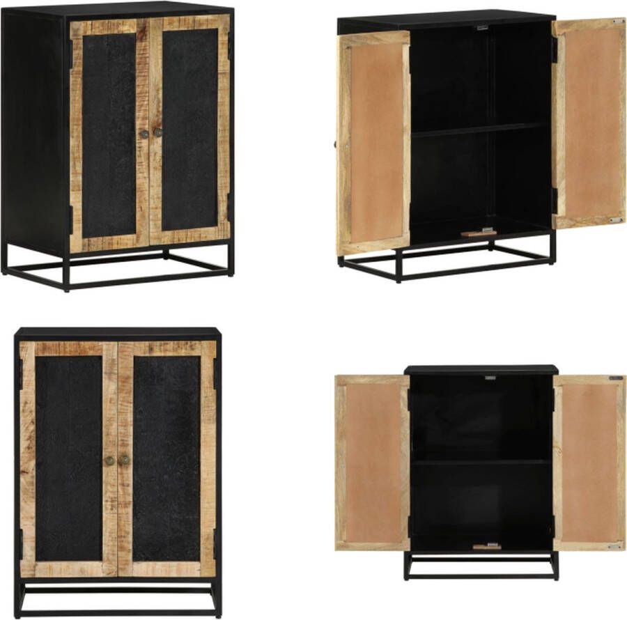 VidaXL Dressoir met 2 deuren 55x35x75 cm massief mangohout en ijzer Dressoir Dressoirs Kast Wandkast