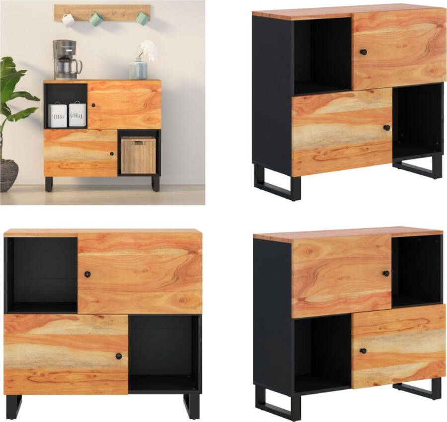 VidaXL Dressoir met 2 deuren 80x33x75 cm massief acaciahout Dressoir Dressoirs Kast Dressoirkast