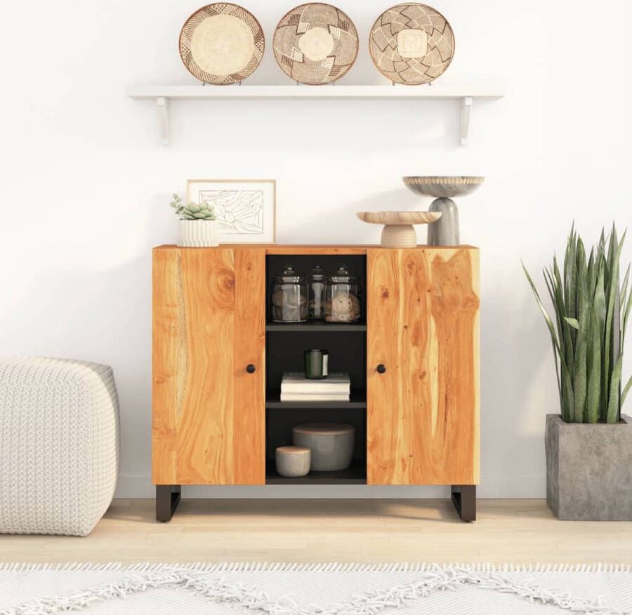 VidaXL Dressoir met 2 deuren 90x33x75 cm massief acaciahout