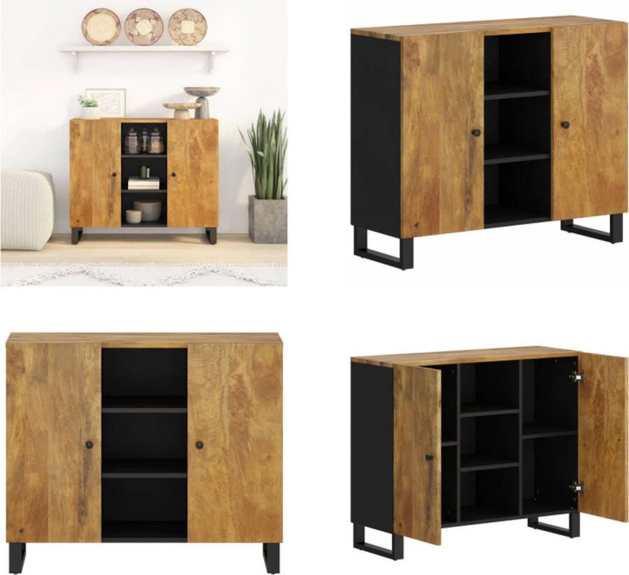 VidaXL Dressoir met 2 deuren 90x33x75 cm massief mangohout Dressoir Dressoirs Kast Dressoirkast