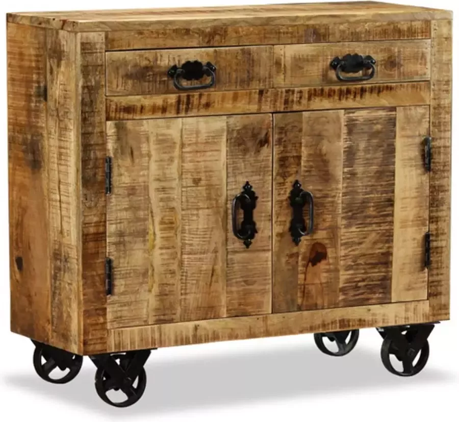 VidaXL -Dressoir-met-2-lades-en-1-vak-ruw-mangohout